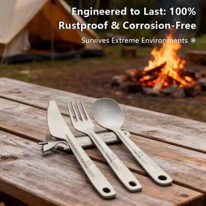 4 in 1 Titanium Camping Cutlery