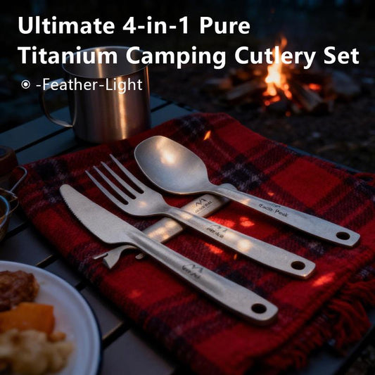 4 in 1 Titanium Camping Cutlery